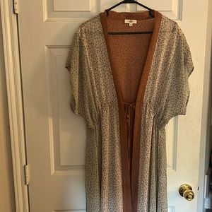 Spotted Sheer Kimono Tan And Brown S